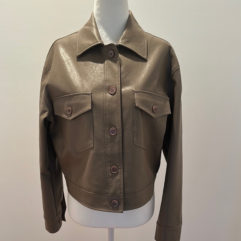 Sweet Pea Olive Leather Jacket size small